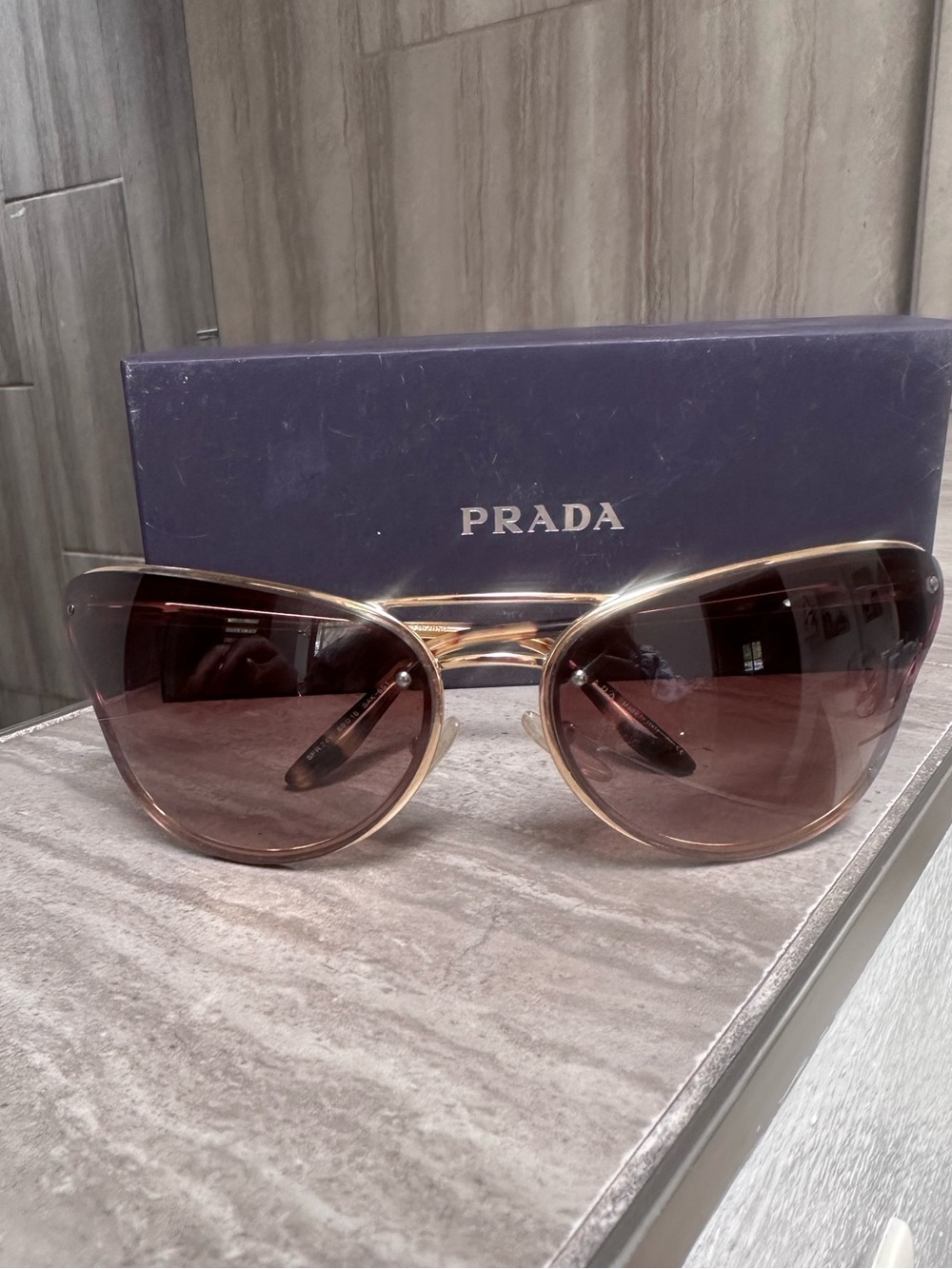 Prada Women's Gold Frame Brown Gradient Cat-Eye Sunglasses